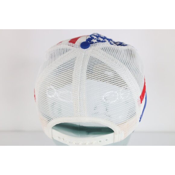 Vintage 70s 80s Distressed 3 Stripes Heating AC Flag Trucker Snapback Hat USA - Picture 5 of 9